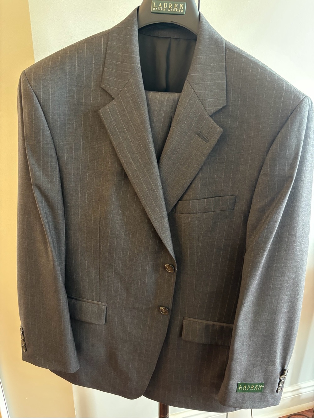 Ralph Lauren Charcoal Pinstripe Two-Button Suit Jacket